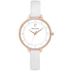 Montre Femme DELICE Cadran Blanc Bracelet Cuir Blanc