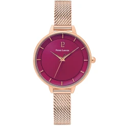 Montre Femme DELICE Cadran Framboise Bracelet Acier Doré- Rose