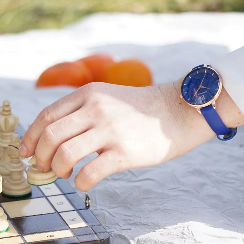 Montre Femme DELICE Cadran Bleu Bracelet Cuir Bleu 4 Montre Femme DELICE Cadran Bleu Bracelet Cuir Bleu – Image 2