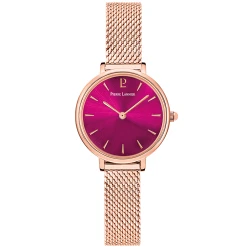 Montre Femme NOVA Cadran Framboise Bracelet Acier Doré- Rose
