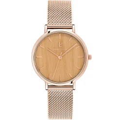 Montre Femme NATURE Cadran Beige Bracelet Acier Milanais Doré Rose