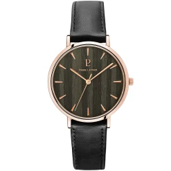 Montre Femme NATURE Cadran Noir Bracelet Cuir Noir