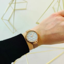 Montre Femme MIRAGE Cadran Blanc Bracelet Acier Milanais Doré-rose -Pierre Lannier Magasin De Vente 027L998 2 1000x1000 crop