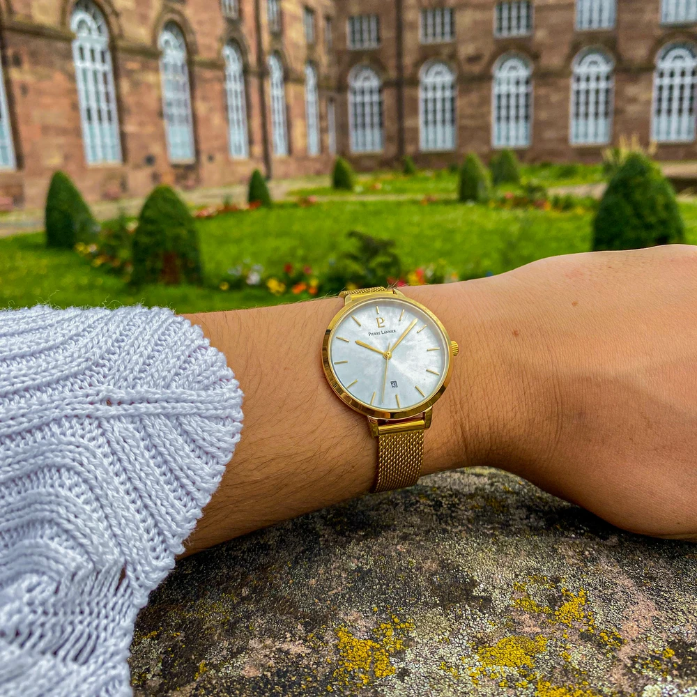 Montre Femme ECHO Cadran Argenté Bracelet Acier Milanais Doré 4 Montre Femme ECHO Cadran Argenté Bracelet Acier Milanais Doré – Image 2