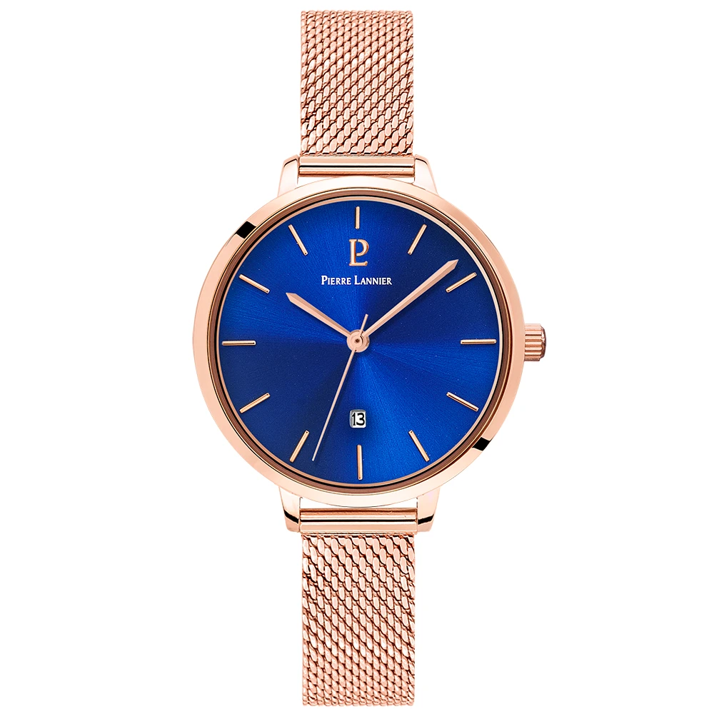 Montre Femme ECHO Cadran Bleu Bracelet Acier Milanais Doré-rose 3 Montre Femme ECHO Cadran Bleu Bracelet Acier Milanais Doré-rose