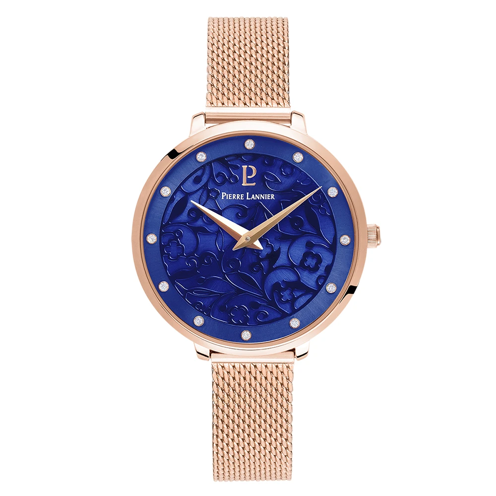 Montre Femme EOLIA Cadran Bleu Bracelet Acier Milanais Doré Rose 3 Montre Femme EOLIA Cadran Bleu Bracelet Acier Milanais Doré Rose