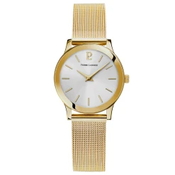 Montre Femme LIGNE PURE Cadran Argenté Bracelet Acier Milanais Doré