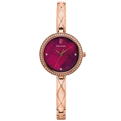 Montre Femme LEIA Cadran Framboise Bracelet Acier Doré- Rose