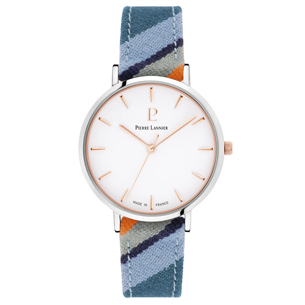 Montre Femme CATALANE Cadran Blanc Bracelet Tissu Bleu 3 Montre Femme CATALANE Cadran Blanc Bracelet Tissu Bleu
