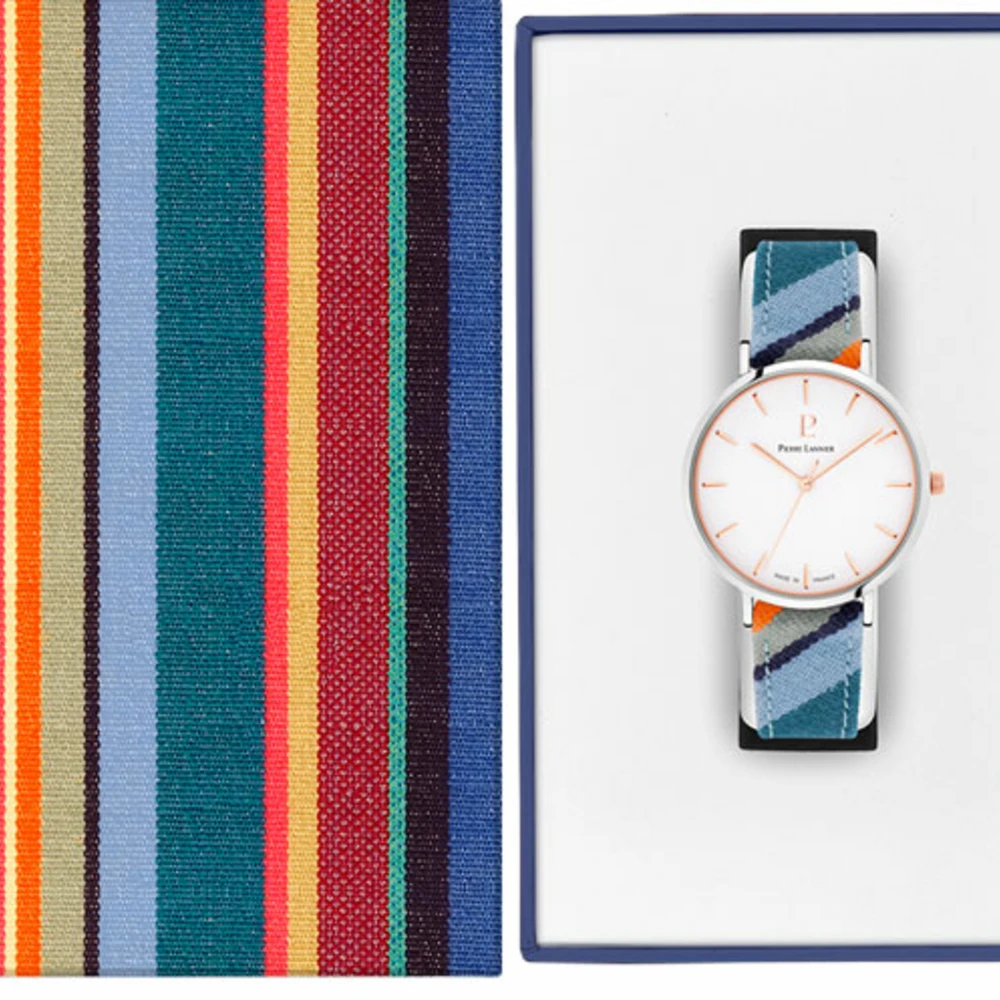 Montre Femme CATALANE Cadran Blanc Bracelet Tissu Bleu 5 Montre Femme CATALANE Cadran Blanc Bracelet Tissu Bleu – Image 3