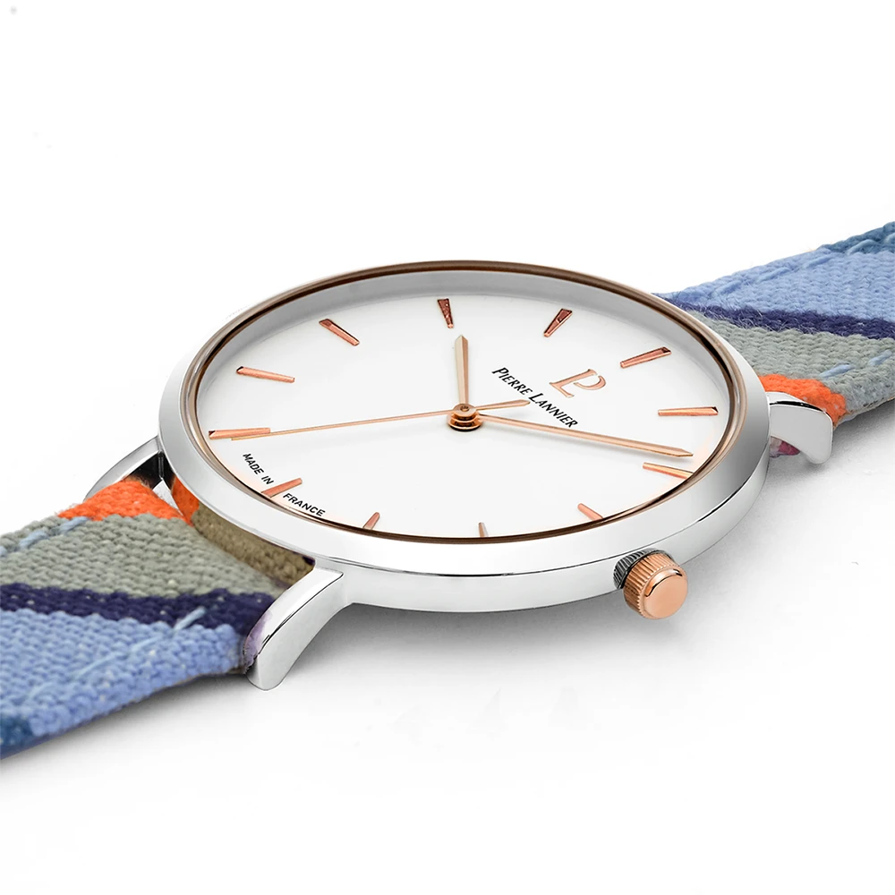 Montre Femme CATALANE Cadran Blanc Bracelet Tissu Bleu 6 Montre Femme CATALANE Cadran Blanc Bracelet Tissu Bleu – Image 4