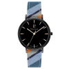 Montre Femme CATALANE Cadran Noir Bracelet Tissu Bleu