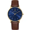 Montre Homme CITYLINE Cadran Bleu Bracelet Cuir Brun