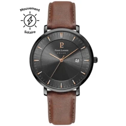 Montre Homme INTI Cadran Noir Bracelet Cuir Brun