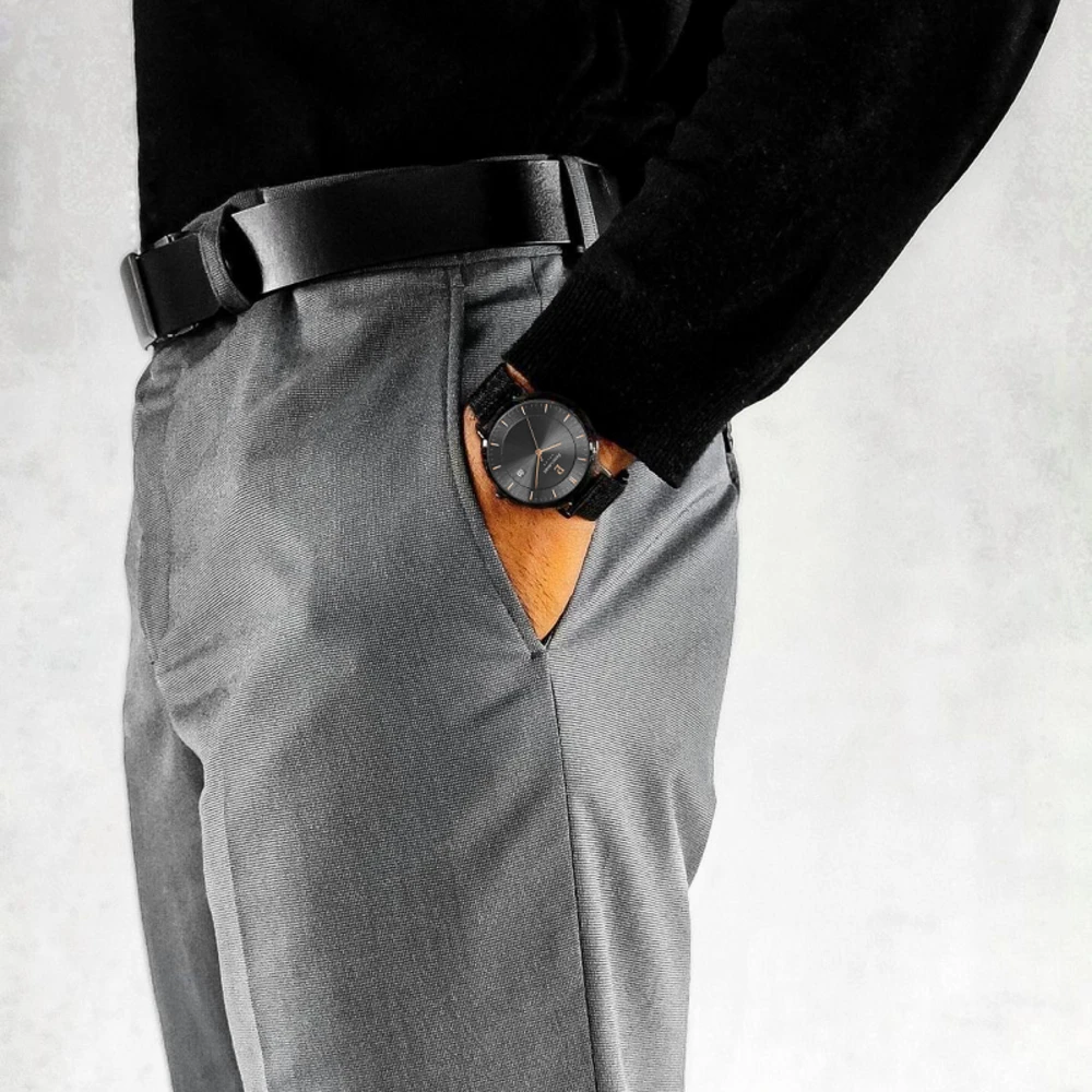 Montre Homme INTI Cadran Noir Bracelet Acier Milanais Noir 4 Montre Homme INTI Cadran Noir Bracelet Acier Milanais Noir – Image 2