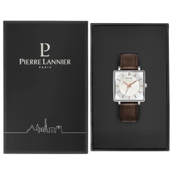Montre Homme LECARÉ Cadran Argenté Bracelet Cuir Brun -Pierre Lannier Magasin De Vente 210F124 10 1000x1000 crop