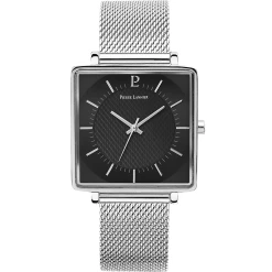 Montre Homme LECARÉ Cadran Noir Bracelet Acier Milanais Argenté