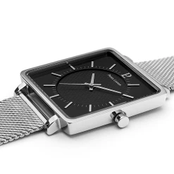 Montre Homme LECARÉ Cadran Noir Bracelet Acier Milanais Argenté -Pierre Lannier Magasin De Vente 210F138 4 1000x1000 crop