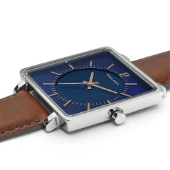 Montre Homme LECARÉ Cadran Bleu Bracelet Cuir Brun -Pierre Lannier Magasin De Vente 210F164 4 1000x1000 crop
