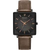 Montre Homme LECARÉ Cadran Noir Bracelet Cuir Brun