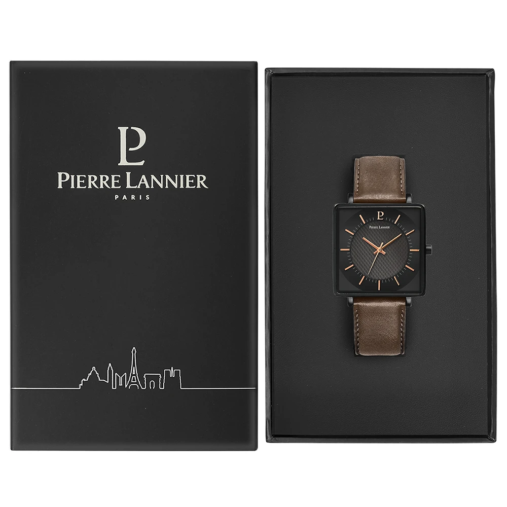 Montre Homme LECARÉ Cadran Noir Bracelet Cuir Brun 5 Montre Homme LECARÉ Cadran Noir Bracelet Cuir Brun – Image 3