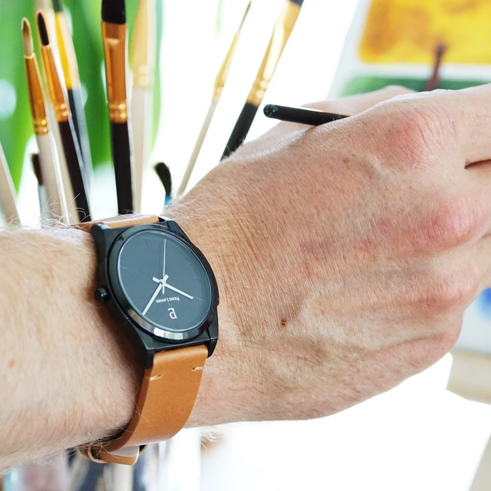 Montre Homme CANDIDE Cadran Noir Bracelet Cuir Camel 4 Montre Homme CANDIDE Cadran Noir Bracelet Cuir Camel – Image 2