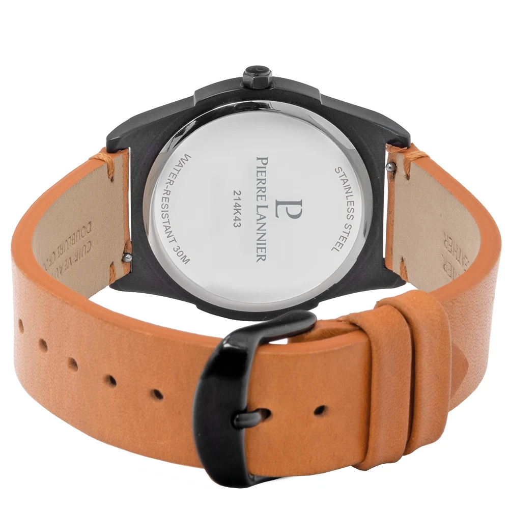 Montre Homme CANDIDE Cadran Noir Bracelet Cuir Camel 7 Montre Homme CANDIDE Cadran Noir Bracelet Cuir Camel – Image 5