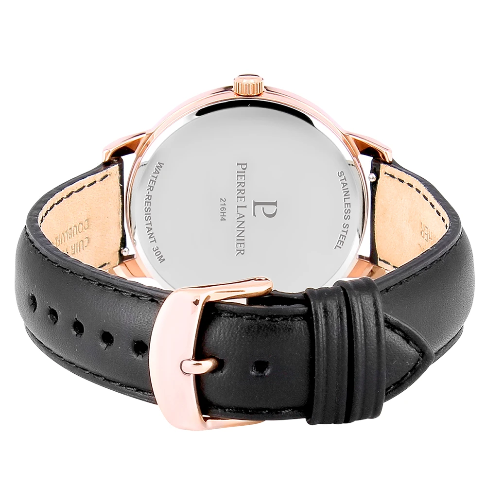 Montre Homme SPIRIT Cadran Noir Bracelet Cuir Noir 4 Montre Homme SPIRIT Cadran Noir Bracelet Cuir Noir – Image 2