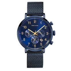 Montre Homme BARON Cadran Bleu Bracelet Acier Milanais Bleu