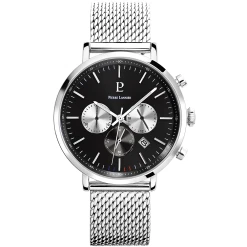 Montre Homme BARON Cadran Noir Bracelet Acier Milanais Argenté