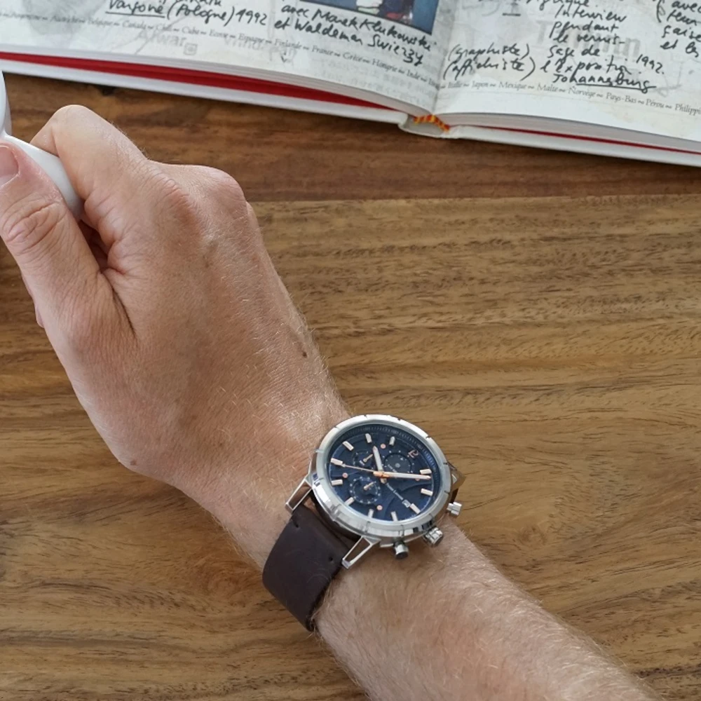 Montre Homme CRITERIUM Cadran Bleu Bracelet Cuir Brun 4 Montre Homme CRITERIUM Cadran Bleu Bracelet Cuir Brun – Image 2