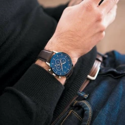 Montre Homme CAPITAL Cadran Bleu Bracelet Cuir Brun -Pierre Lannier Magasin De Vente 224G169 2 1000x1000 crop