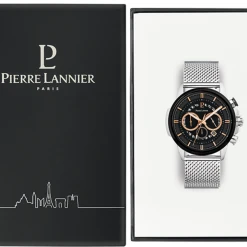 Montre Homme SENTINELLE Cadran Noir Bracelet Acier Milanais Argenté -Pierre Lannier Magasin De Vente 236D131 10 new 1000x1000 crop