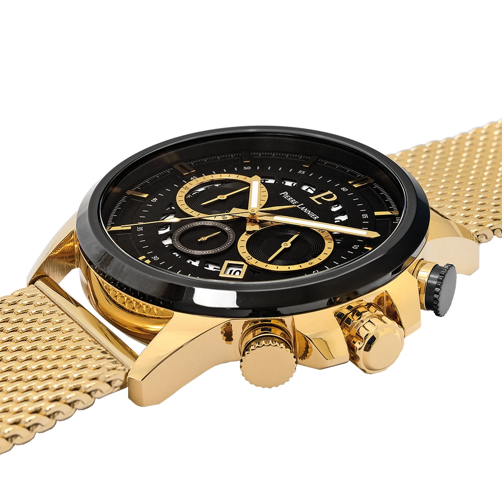 Montre Homme SENTINELLE Cadran Noir Bracelet Milanais Doré 6 Montre Homme SENTINELLE Cadran Noir Bracelet Milanais Doré – Image 4