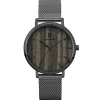 Montre Homme NATURE Cadran Noir Bracelet Acier Milanais Gris