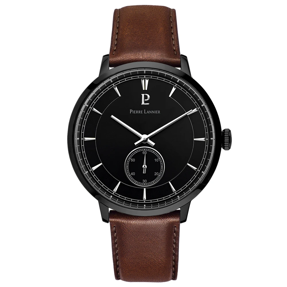 Montre Homme ALLURE Cadran Noir Bracelet Cuir Brun 3 Montre Homme ALLURE Cadran Noir Bracelet Cuir Brun