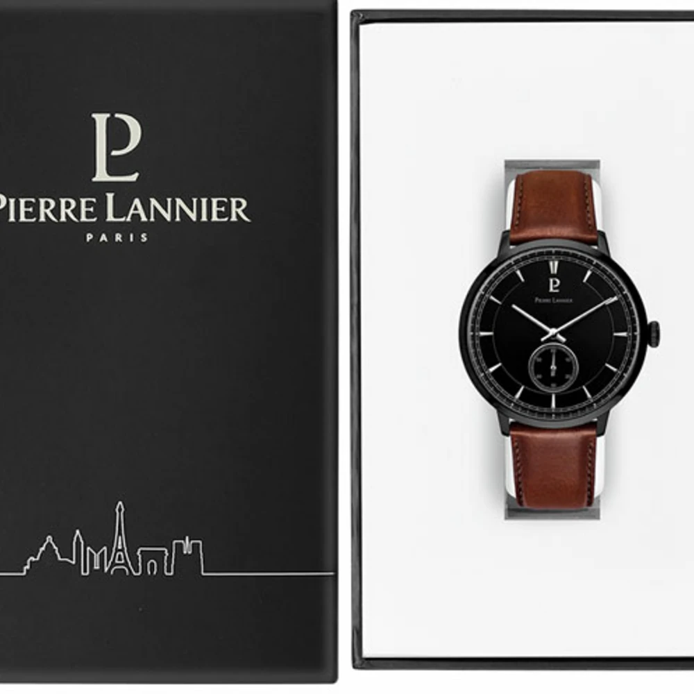 Montre Homme ALLURE Cadran Noir Bracelet Cuir Brun 5 Montre Homme ALLURE Cadran Noir Bracelet Cuir Brun – Image 3