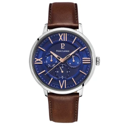 Montre Homme BEAUCOUR Cadran Bleu Bracelet Cuir Brun