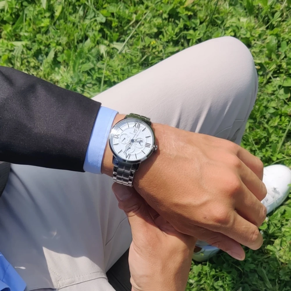 Montre Homme BEAUCOUR Cadran Blanc Bracelet Acier Argenté 4 Montre Homme BEAUCOUR Cadran Blanc Bracelet Acier Argenté – Image 2