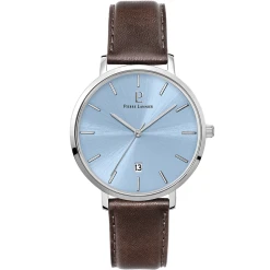 Montre Homme ECHO Cadran Bleu Bracelet Cuir Brun