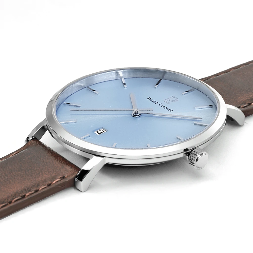 Montre Homme ECHO Cadran Bleu Bracelet Cuir Brun 6 Montre Homme ECHO Cadran Bleu Bracelet Cuir Brun – Image 4