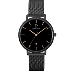 Montre Homme ECHO Cadran Noir Bracelet Acier Milanais Noir