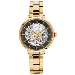 Montre Femme AUTOMATIC Cadran Noir Bracelet Acier Doré