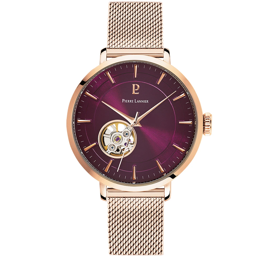 Montre Femme AUTOMATIC Cadran Framboise Bracelet Acier Doré- Rose 3 Montre Femme AUTOMATIC Cadran Framboise Bracelet Acier Doré- Rose