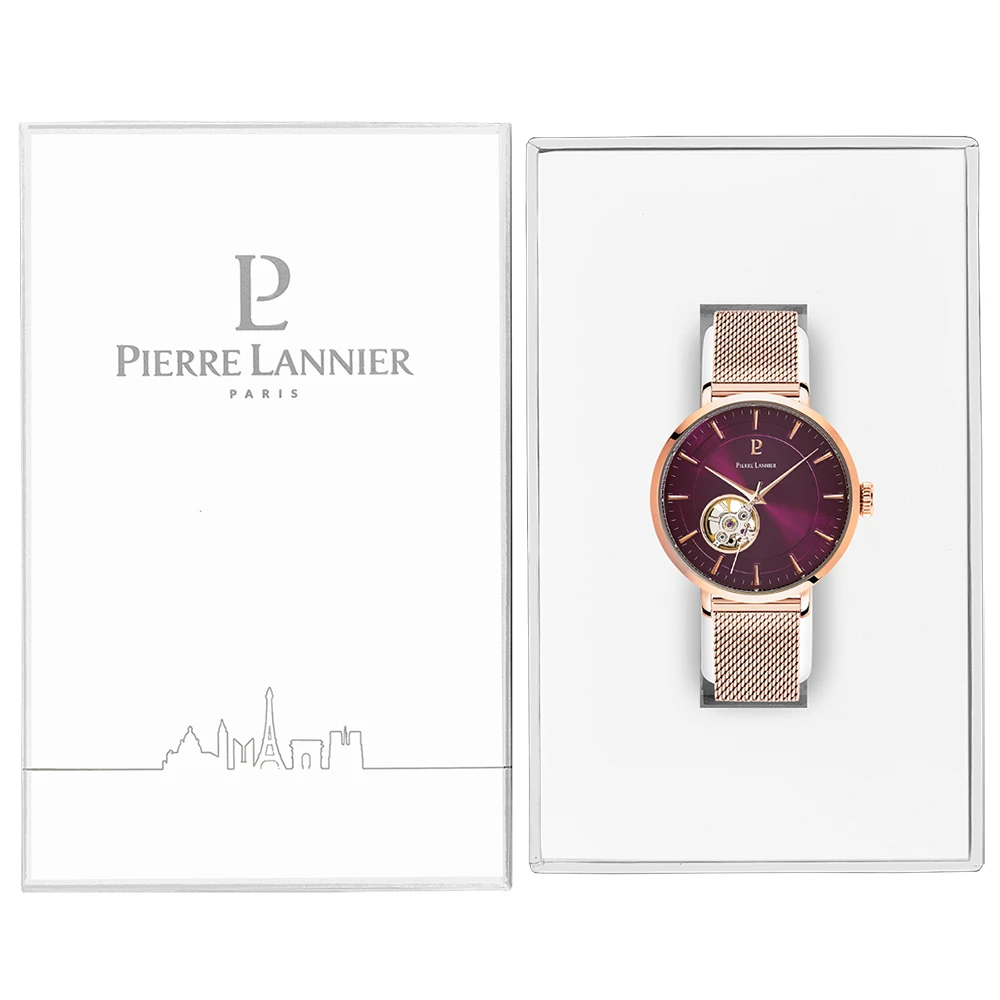 Montre Femme AUTOMATIC Cadran Framboise Bracelet Acier Doré- Rose 5 Montre Femme AUTOMATIC Cadran Framboise Bracelet Acier Doré- Rose – Image 3