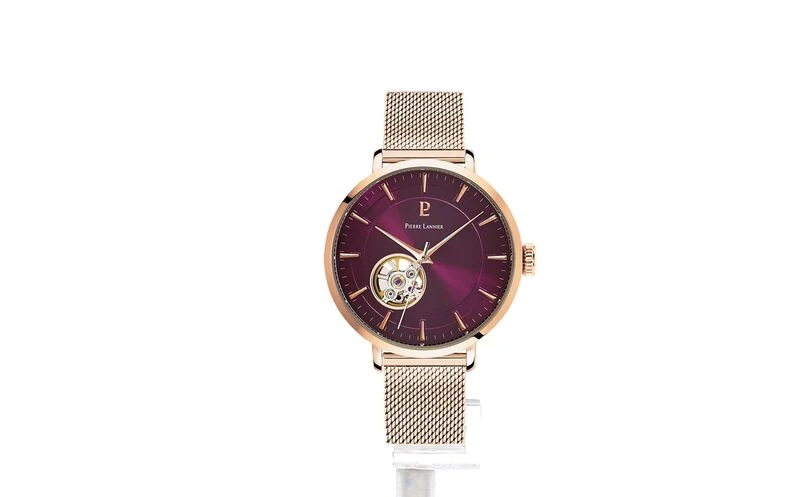 Montre Femme AUTOMATIC Cadran Framboise Bracelet Acier Doré- Rose 8 Montre Femme AUTOMATIC Cadran Framboise Bracelet Acier Doré- Rose – Image 6