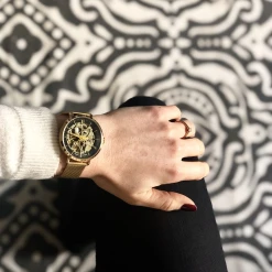 Montre Femme AUTOMATIC Cadran Noir Bracelet Acier Milanais Doré 13 Montre Femme AUTOMATIC Cadran Noir Bracelet Acier Milanais Doré -Pierre Lannier Magasin De Vente 309D538 2 1000x1000 crop