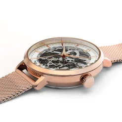 Montre Femme AUTOMATIC Cadran Argenté Bracelet Acier Milanais Doré Rose -Pierre Lannier Magasin De Vente 309D928 4 1000x1000 crop