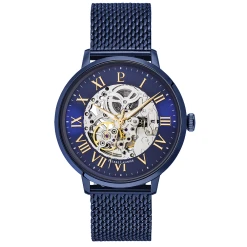 Montre Homme AUTOMATIC Cadran Bleu Bracelet Acier Milanais Bleu