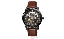 Montre Homme AUTOMATIC Cadran Noir Bracelet Cuir Brun -Pierre Lannier Magasin De Vente 320D434 ld 0000 812x497 1
